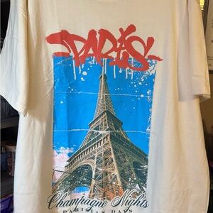 Champagne Nights Paris Graphic Men's T-Shirt - Cream